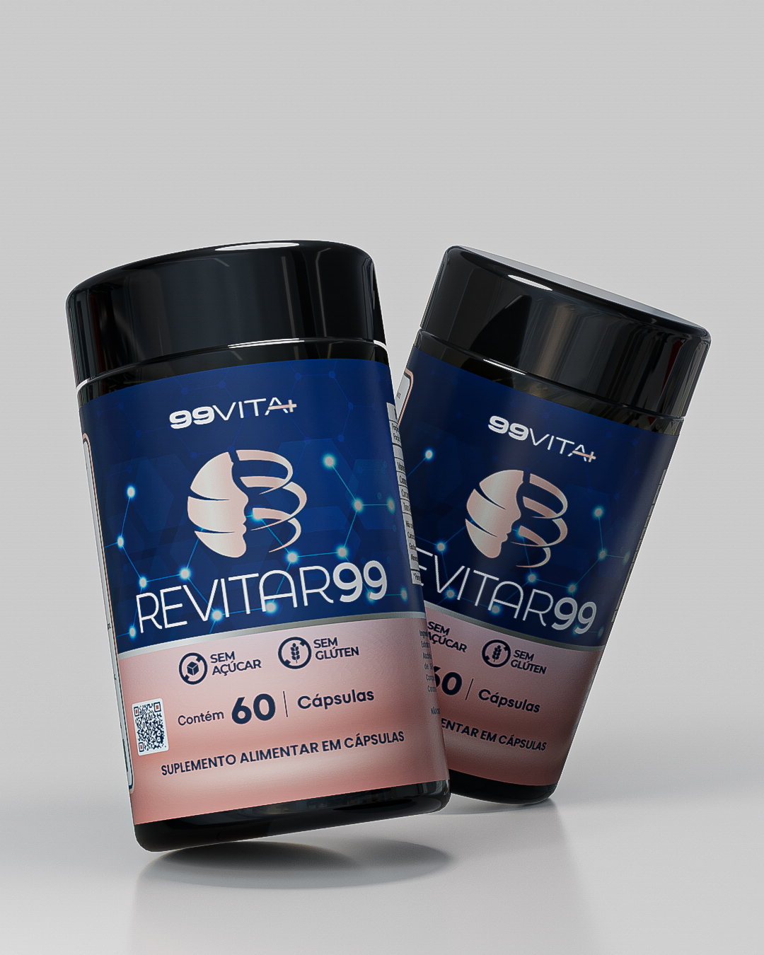 FRASCOS MOCKUP 3D - REVITAR 99 - FUNDO CLARO INCLINADOS